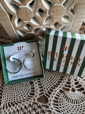 Birthday Collection May 2026 Emerald Hoop Earrings - Designed in the USA